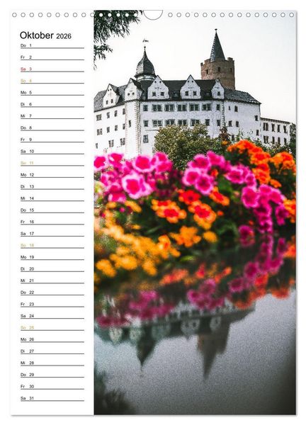 Produktbild: Sachsens Burgen und Schl&ouml;sser - Beschreibbarer Kalender mit Ortsangaben (Wandkalender 2026 DIN A3 hoch), CALVENDO Monatskalender