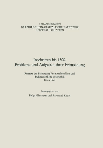 Produktbild: Inschriften bis 1300. Probleme und Aufgaben ihrer Erforschung