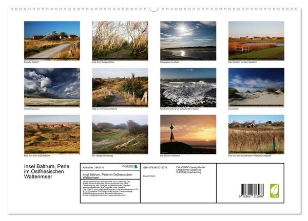 Produktbild: Insel Baltrum, Perle im Ostfriesischen Wattenmeer (hochwertiger Premium Wandkalender 2026 DIN A2 quer), Kunstdruck in Hochglanz