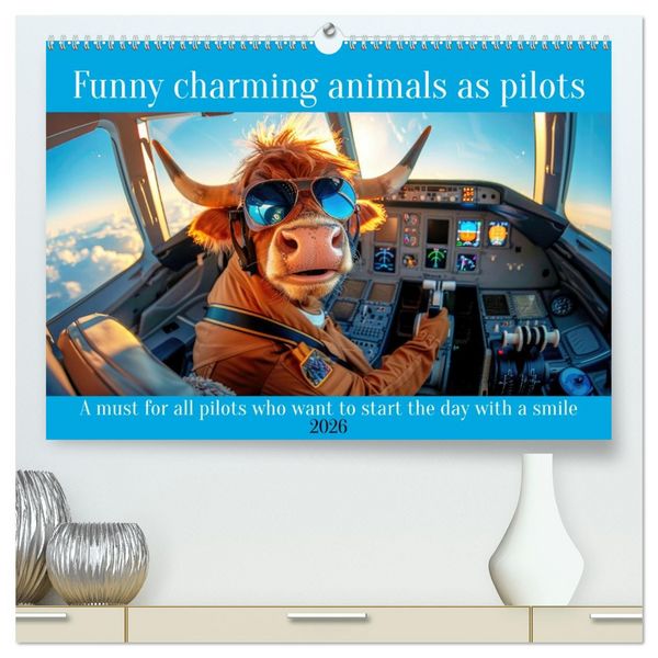 Produktbild: Funny charming animals as pilots (High Quality Premium Wall Calendar 2026 DIN A2 landscape),CALVENDO 12 Month Wall Calendar