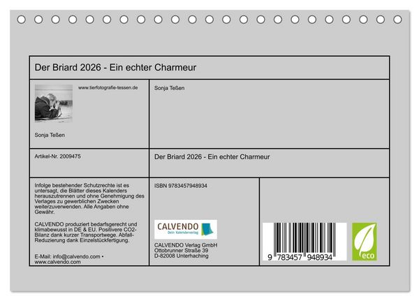 Produktbild: Der Briard 2026 - Ein echter Charmeur (Tischkalender 2026 DIN A5 quer), CALVENDO Monatskalender