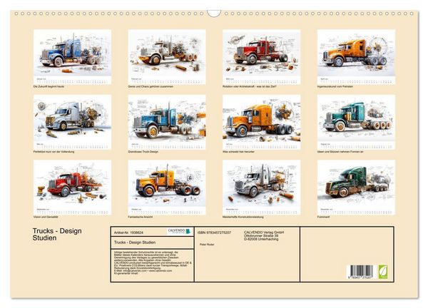 Produktbild: Trucks - Design Studien (Wandkalender 2026 DIN A2 quer), CALVENDO Monatskalender