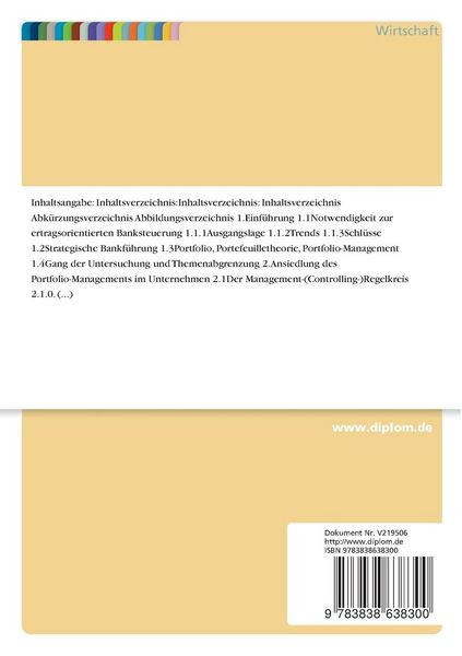 Produktbild: Das Portfolio-Management als Methode der ertragsorientierten Banksteuerung