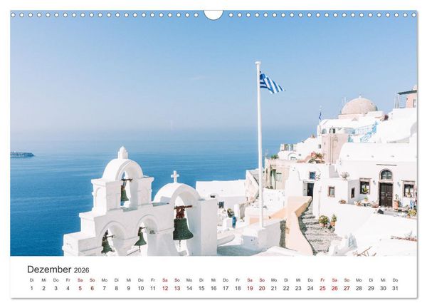 Produktbild: Santorin - Insel der wei&szlig;en H&auml;user (Wandkalender 2026 DIN A3 quer), CALVENDO Monatskalender