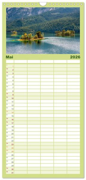 Produktbild: Familienplaner 2026 - Traumlandschaft Werdenfelser Land - Teil I mit 5 Spalten (Wandkalender, 21 x 45 cm) CALVENDO