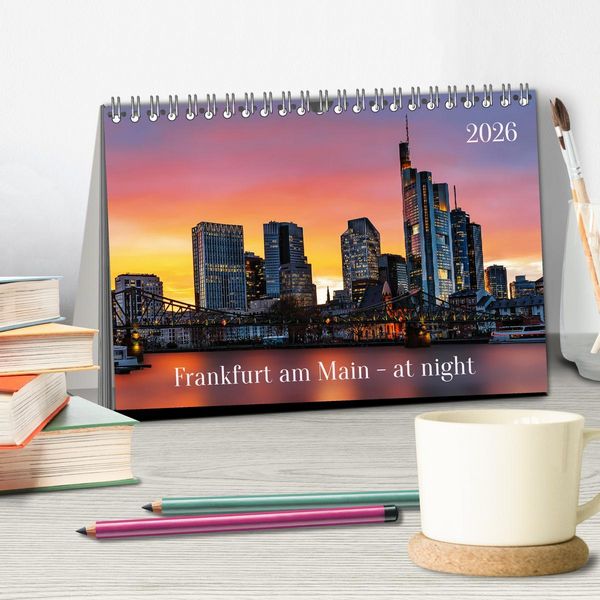 Produktbild: Frankfurt am Main - at night (Tischkalender 2026 DIN A5 quer), CALVENDO Monatskalender