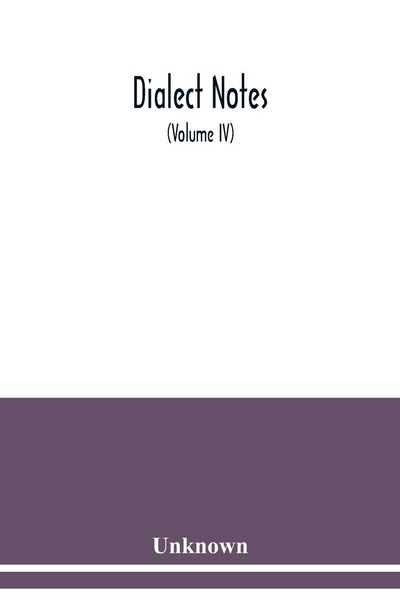 Produktbild: Dialect notes (Volume IV)
