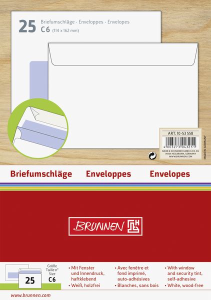 Produktbild: Brunnen Briefumschlag C6 Fenster HK ws