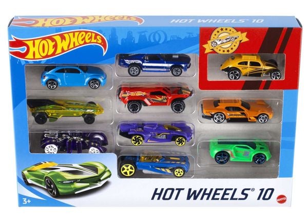 Produktbild: Hot Wheels Set mit 10Fahrzeugen im Ma&szlig;stab 1:64 f&uuml;r Sammler und Kinder