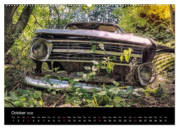 Produktbild: Sleeping Beauties Old Rusty Cars (High Quality Premium Wall Calendar 2026 DIN A2 landscape),CALVENDO 12 Month Wall Calendar
