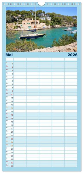 Produktbild: Familienplaner 2026 - Cala Figuera - Mallorcas Traumbucht mit 5 Spalten (Wandkalender, 21 x 45 cm) CALVENDO