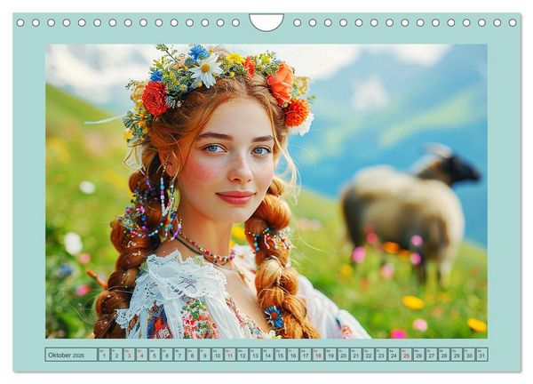 Produktbild: Almwiesenm&auml;rchen. Zauberhafte Frauen und gute Laune in den Bergen (Wandkalender 2026 DIN A4 quer), CALVENDO Monatskalender