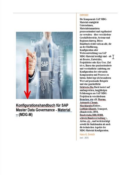 Produktbild: Konfigurationshandbuch f&uuml;r SAP Master Data Governance - Material &ndash; (MDG-M)
