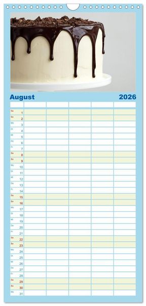 Produktbild: Familienplaner 2026 - K&ouml;stliche Kuchen mit 5 Spalten (Wandkalender, 21 x 45 cm) CALVENDO