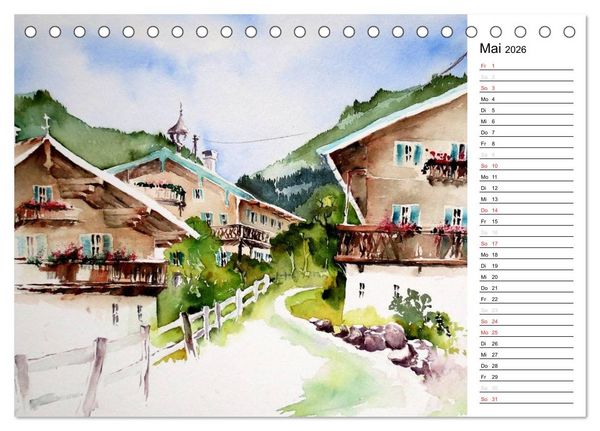Produktbild: Aquarelle - quer durch Europa (Tischkalender 2026 DIN A5 quer), CALVENDO Monatskalender