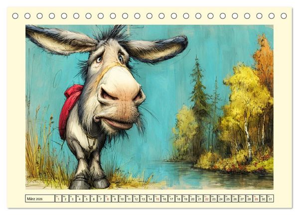 Produktbild: Esel mit Haltung. Karikaturen zwischen Humor und Melancholie (Tischkalender 2026 DIN A5 quer), CALVENDO Monatskalender