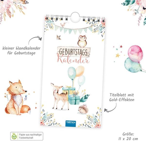 Produktbild: Trötsch Geburtstagskalender Waldfreunde