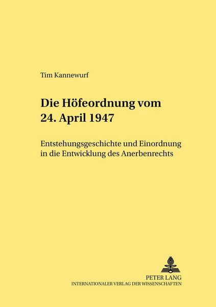 Produktbild: Die H&ouml;feordnung vom 24. April 1947