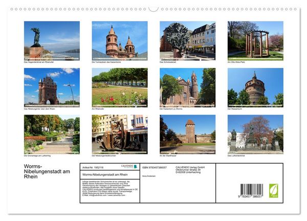 Produktbild: Worms-Nibelungenstadt am Rhein (hochwertiger Premium Wandkalender 2026 DIN A2 quer), Kunstdruck in Hochglanz