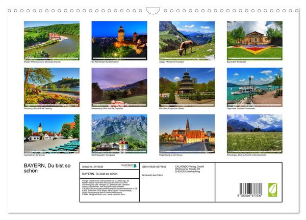 Produktbild: BAYERN, Du bist so sch&ouml;n (Wandkalender 2026 DIN A3 quer), CALVENDO Monatskalender