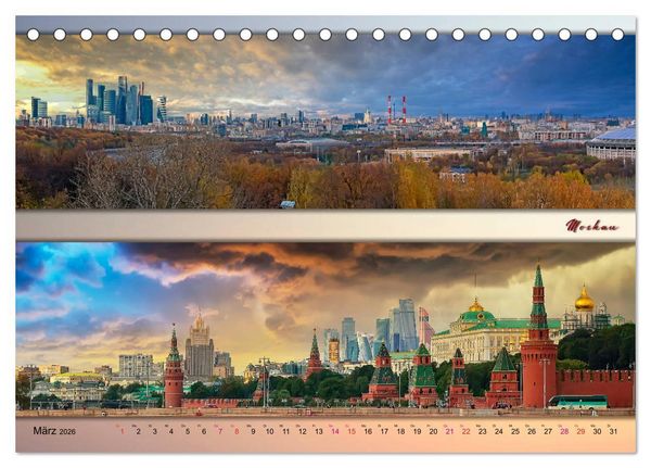 Produktbild: Faszinierende St&auml;dte, Panoramen (Tischkalender 2026 DIN A5 quer), CALVENDO Monatskalender