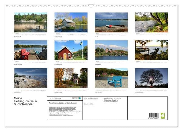 Produktbild: Meine Lieblingspl&auml;tze in S&uuml;dschweden (Wandkalender 2026 DIN A2 quer), CALVENDO Monatskalender