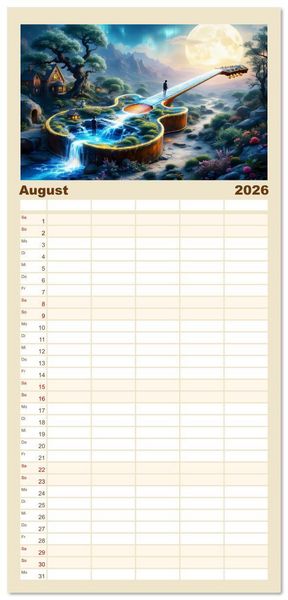 Produktbild: Familienplaner 2026 - Gitarrenhorizonte mit 5 Spalten (Wandkalender, 21 x 45 cm) CALVENDO