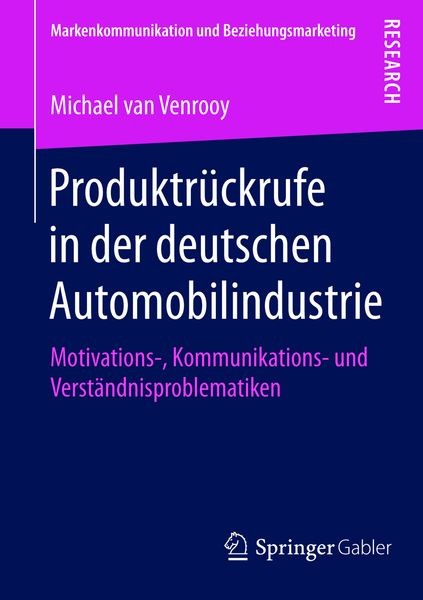 Produktbild: Produktr&uuml;ckrufe in der deutschen Automobilindustrie