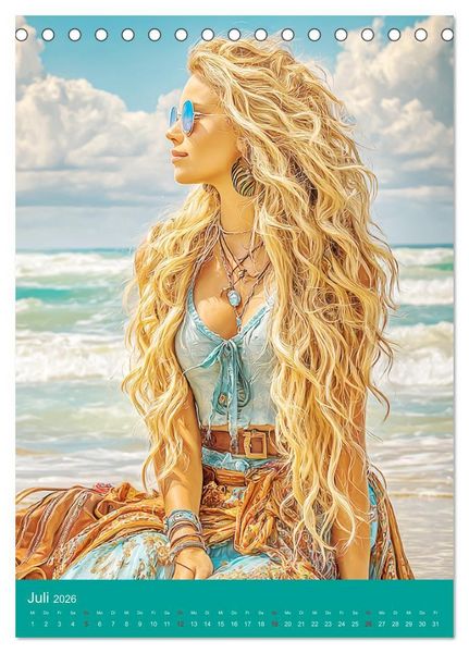 Produktbild: Boho-Girls. Romantische Freigeister im Sommer (Tischkalender 2026 DIN A5 hoch), CALVENDO Monatskalender
