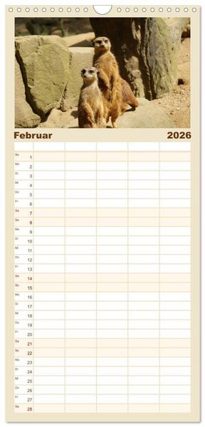 Produktbild: Familienplaner 2026 - Erdm&auml;nnchen: Zusammen sind wir stark mit 5 Spalten (Wandkalender, 21 x 45 cm) CALVENDO