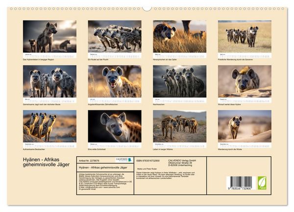 Produktbild: Hy&auml;nen - Afrikas geheimnisvolle J&auml;ger (hochwertiger Premium Wandkalender 2026 DIN A2 quer), Kunstdruck in Hochglanz