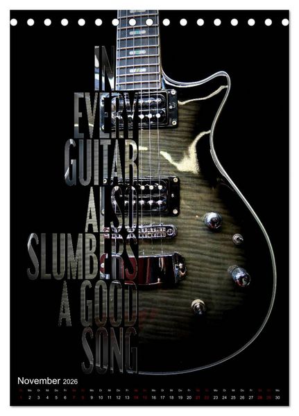 Produktbild: Rockgitarren Textposter (Tischkalender 2026 DIN A5 hoch), CALVENDO Monatskalender