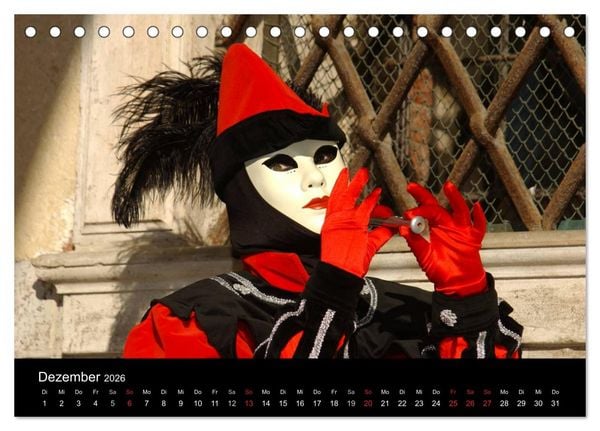 Produktbild: Maskenzauber in Venedig 2026 (Tischkalender 2026 DIN A5 quer), CALVENDO Monatskalender