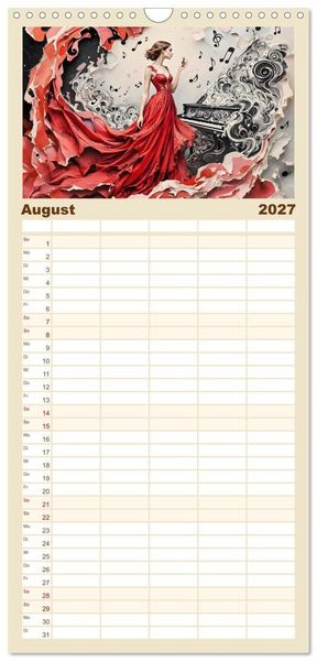 Produktbild: Familienplaner 2027 - Piano der Tr&auml;ume mit 5 Spalten (Wandkalender, 21 x 45 cm) CALVENDO
