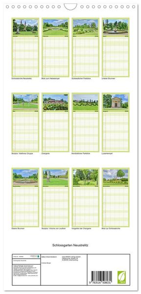 Produktbild: Familienplaner 2026 - Schlossgarten Neustrelitz mit 5 Spalten (Wandkalender, 21 x 45 cm) CALVENDO