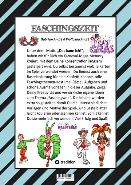 Produktbild: Craftbook - Bastelvorlage - Spiel - Karneval Mega Memory - Faschingsmotive - R&auml;tsel - Aufgaben - Ausmalvorlagen