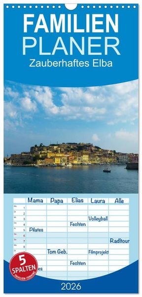 Produktbild: Familienplaner 2026 - Zauberhaftes Elba mit 5 Spalten (Wandkalender, 21 x 45 cm) CALVENDO