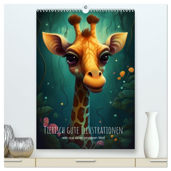 Tierisch gute Illustrationen wie aus einer anderen Welt (hochwertiger Premium Wandkalender 2026 DIN A2 hoch), Kunstdruck in Hochglanz