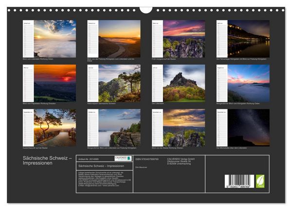 Produktbild: S&auml;chsische Schweiz &ndash; Impressionen (Wandkalender 2026 DIN A3 quer), CALVENDO Monatskalender