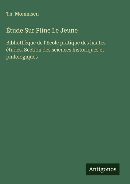 Produktbild: &Eacute;tude Sur Pline Le Jeune