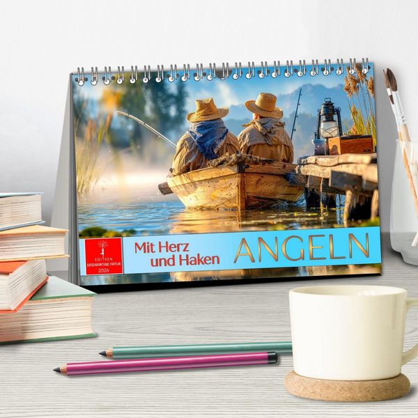 Produktbild: Angeln mit Herz und Haken (Tischkalender 2026 DIN A5 quer), CALVENDO Monatskalender