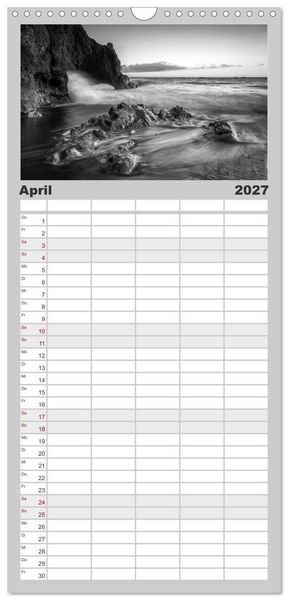 Produktbild: Familienplaner 2027 - Monochrome Wonders mit 5 Spalten (Wandkalender, 21 x 45 cm) CALVENDO