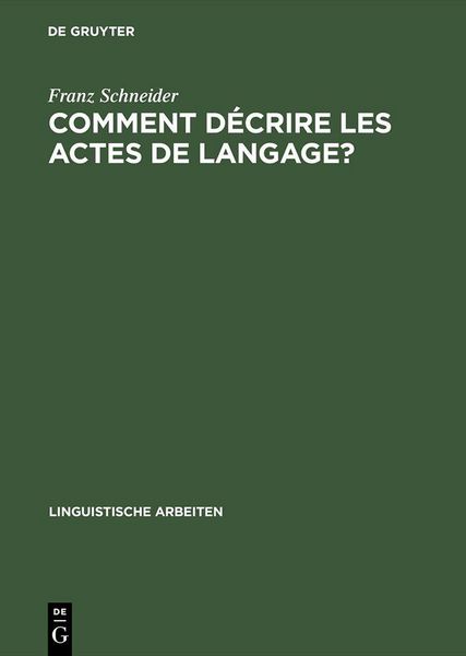 Produktbild: Comment d&eacute;crire les actes de langage?