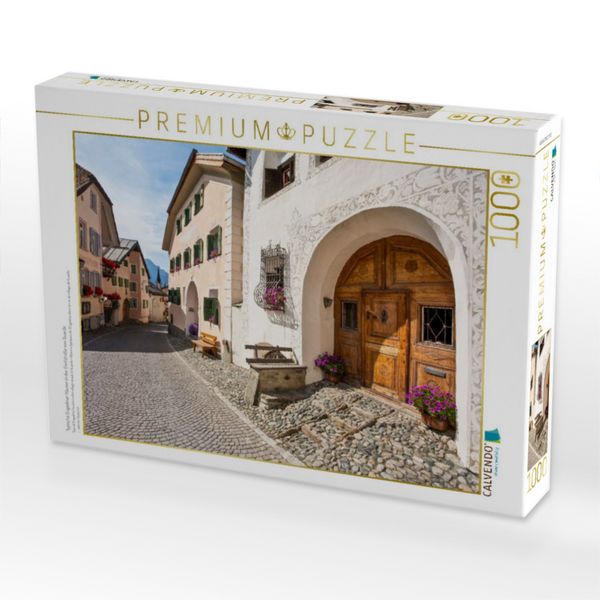 Produktbild: CALVENDO Puzzle Typische Engadiner H&auml;user in der Dorfstra&szlig;e von Guarda | 1000 Teile Lege-Gr&ouml;&szlig;e 64x48cm Foto-Puzzle f&uuml;r gl&uuml;ckliche Stunden