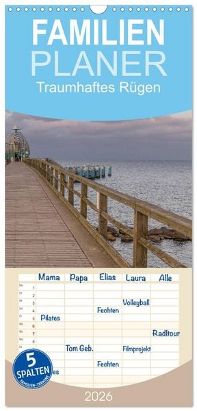 Produktbild: Familienplaner 2026 - Traumhaftes R&uuml;gen mit 5 Spalten (Wandkalender, 21 x 45 cm) CALVENDO