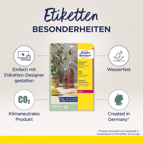 Produktbild: Etiketten transparent 40mm