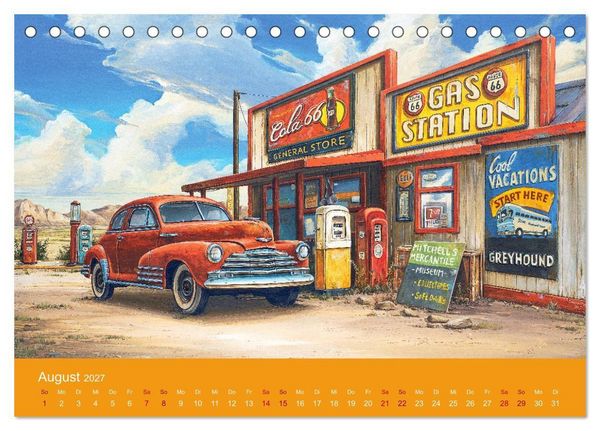 Produktbild: Route US 66 Momente Gem&auml;lde von Georg Huber (Tischkalender 2027 DIN A5 quer), CALVENDO Monatskalender