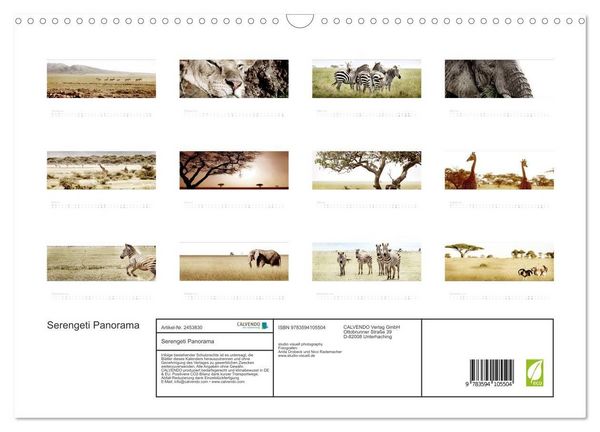 Produktbild: Serengeti Panorama (Wandkalender 2027 DIN A3 quer), CALVENDO Monatskalender