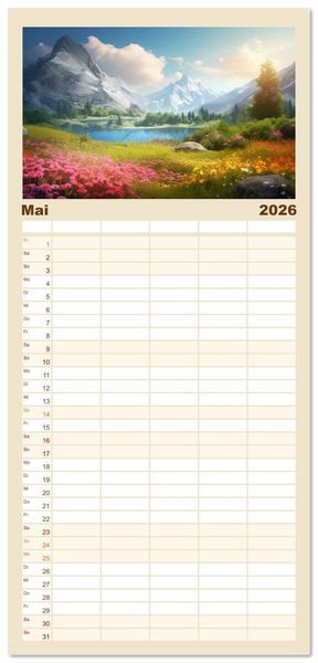 Produktbild: Familienplaner 2026 - Himmlische Landschaften des Lichts mit 5 Spalten (Wandkalender, 21 x 45 cm) CALVENDO