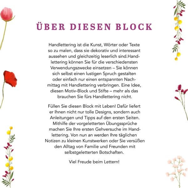 Produktbild: Design Paper A5 Sag's mit Blumen. Mit Handlettering-Grundkurs
